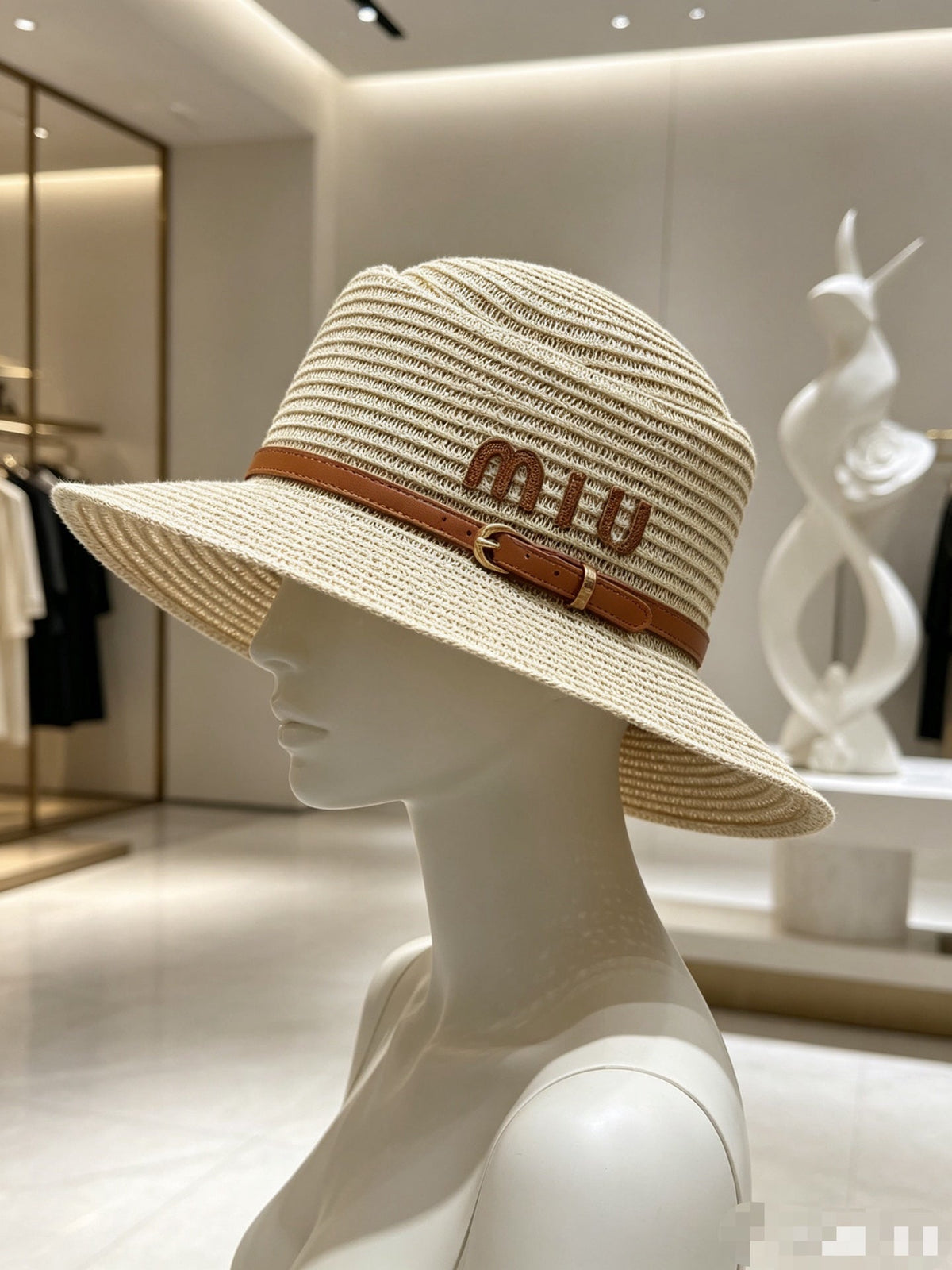 MIU MIU Concave Crown Flat Brim Cap