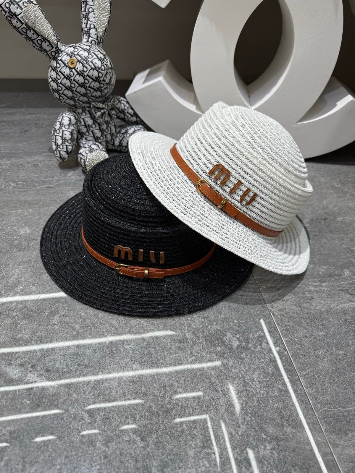 MIU MIU Concave Crown Flat Brim Cap